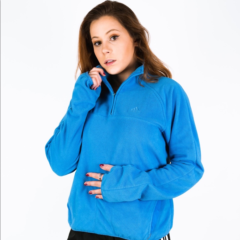 LIGHT BLUE ADIDAS QUARTERZIP FLEECE